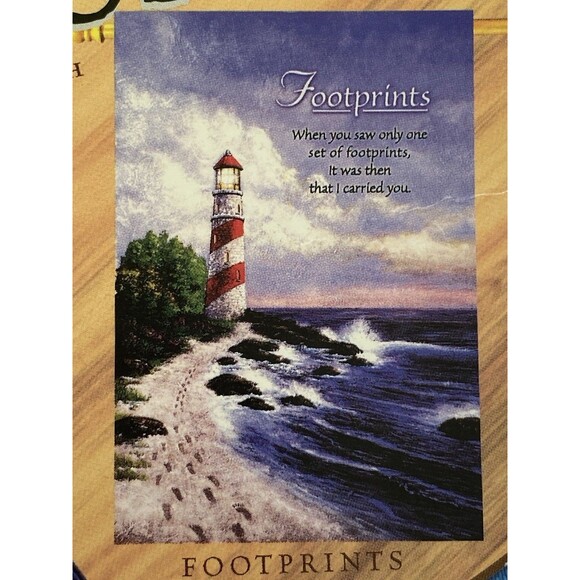 VTG Footprints in the Sand Hand Painted Touch FLAG IMPRESSIONS By NCE 25” X 38” - Picture 2 of 6